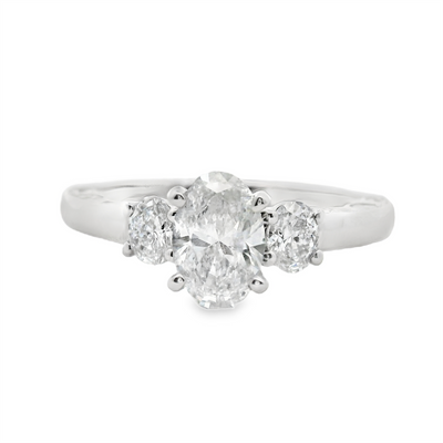 Oval Diamond Three Stone Engagement Ring