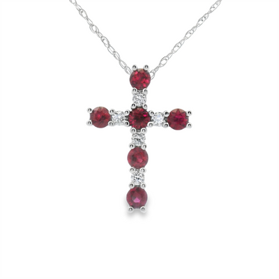Ruby & Diamond Cross Pendant