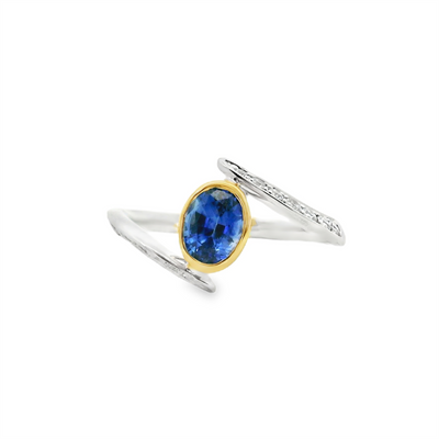 Sapphire & Diamond Bypass Fashion Ring