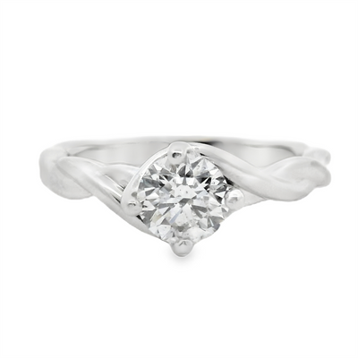Round Diamond Twist Solitaire Engagement Ring