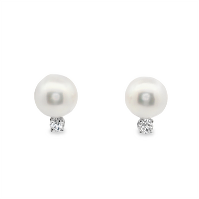 Pearl & Diamond Stud Earrings