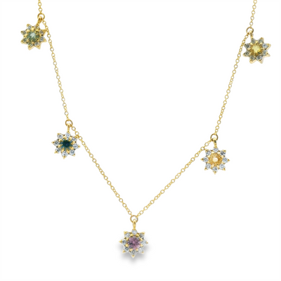 Rainbow Sapphire Station Necklace