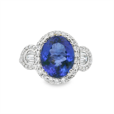 Tanzanite & Diamond Halo Fashion Ring
