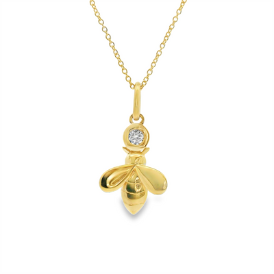 Honeycomb Diamond Bee Pendant
