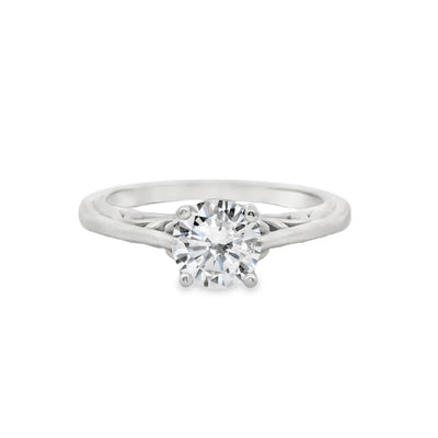 Round Diamond Scroll Engagement Ring