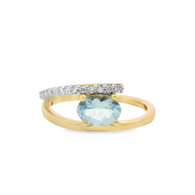 Aquamarine & Diamond Fashion Ring