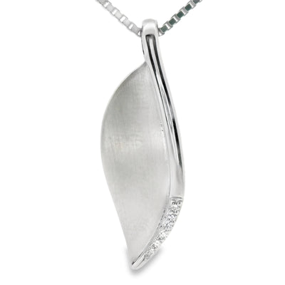 Sterling Silver Diamond Leaf Pendant
