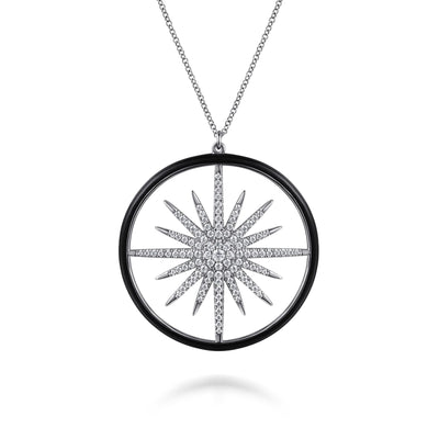 Black Enamel Starburst Pendant