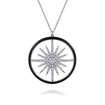 Black Enamel Starburst Pendant