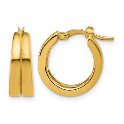 Grooved Round Huggie Hoop Earrings