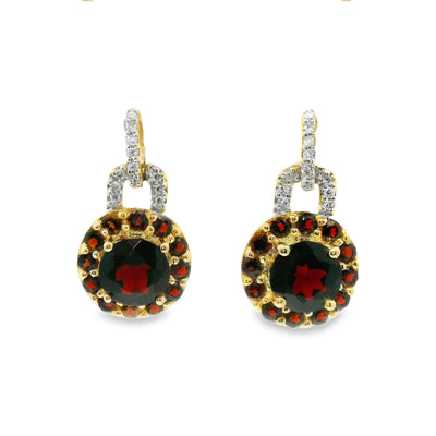 Garnet & Diamond Drop Earrings