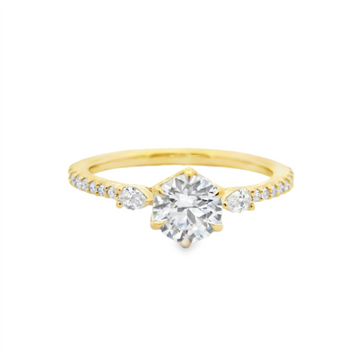 Round Diamond Three Stone Engagement Ring