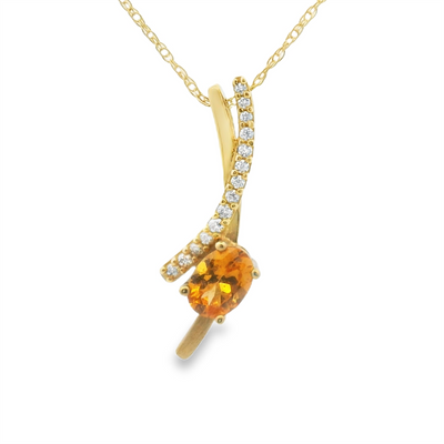 Mandarin Garnet & Diamond Pendant