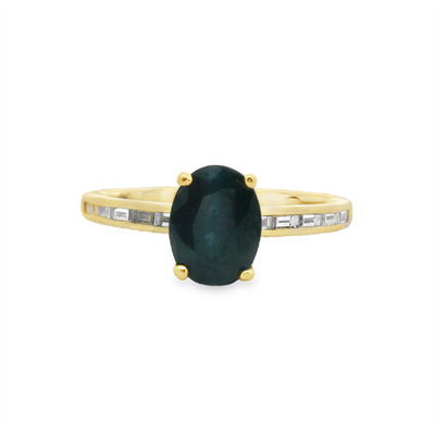 Oval Sapphire Straight Band Engagement Ring
