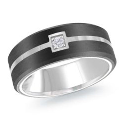 Men's Carbon Fiber & Diamond Wedding Ring