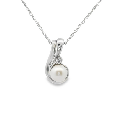 Pearl & Diamond Drop Pendant