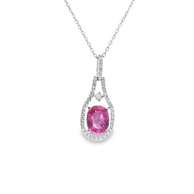 Pink Sapphire & Diamond Pendant