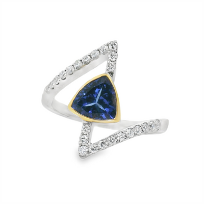 Tanzanite & Diamond Geometric Fashion Ring