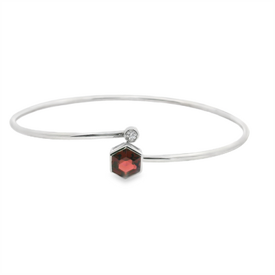 Garnet & Diamond Bangle Bracelet