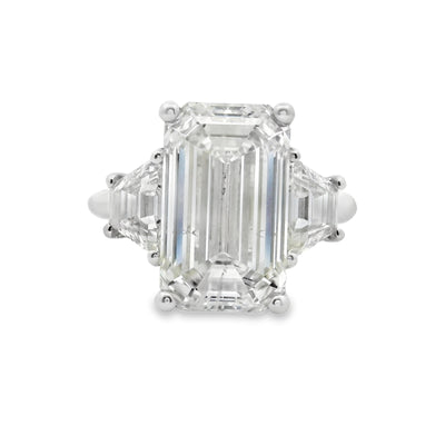 Emerald-cut Diamond Three Stone Engagement Ring