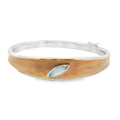 Sterling Silver Blue Chalcedony Bangle Bracelet