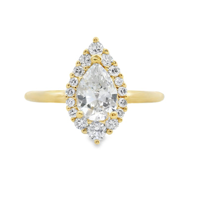 Pear Diamond Halo Engagement Ring