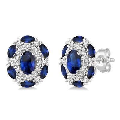 Sapphire & Diamond Stud Earrings