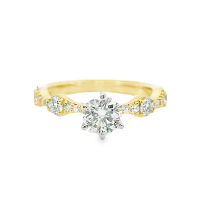 Round Diamond Curved Engagement Ring
