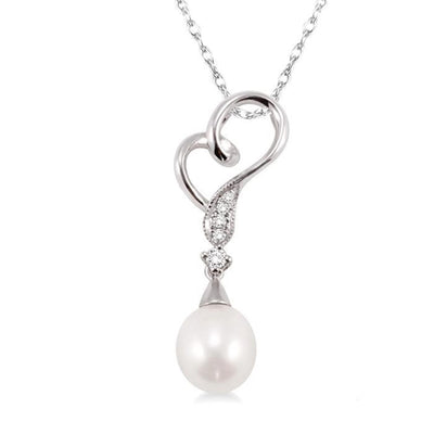 Pearl & Diamond Heart Pendant