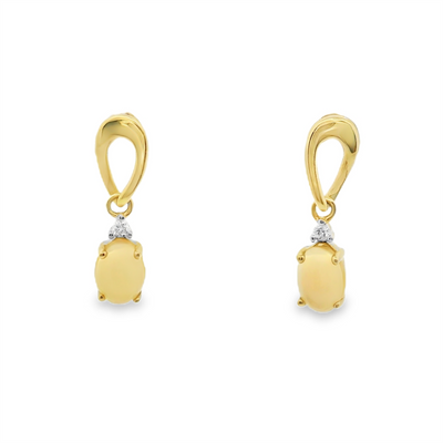 Ethiopian Opal & Diamond Drop Earrings