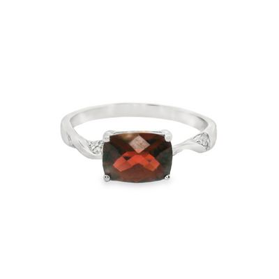 Garnet & Diamond Twist Fashion Ring