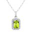 Peridot & Diamond Halo Pendant with Paperclip Chain