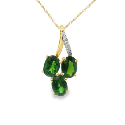 Chrome Diopside & Diamond Pendant