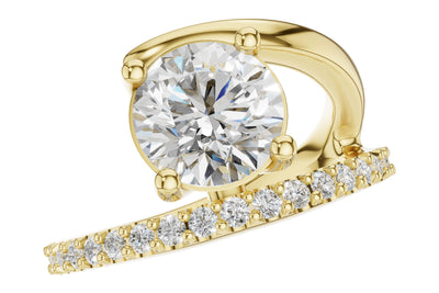 Round Diamond Asymmetrical Engagement Ring