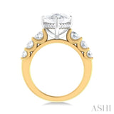 1 1/5 ctw Pear Shape Round Cut Diamond Semi Mount Engagement Ring in 14K Yellow and White Gold