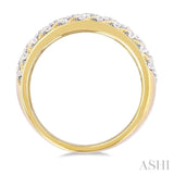 1/2 ctw Dome Shape Slanted Ribbed Pattern Round Cut Diamond Fashion Ring in 14K Yellow Gold