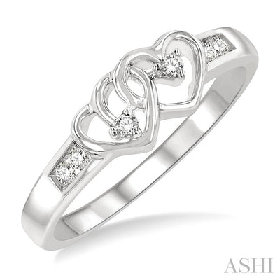 Twin Heart Shape Diamond Fashion Ring