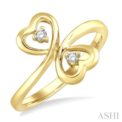 Twin Heart Shape 2 Stone Diamond Fashion Ring