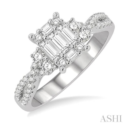 Emerald Shape Fusion Diamond Engagement Ring
