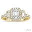 3 Stone Halo Fusion Diamond Engagement Ring