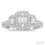 3 Stone Halo Fusion Diamond Engagement Ring