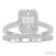 Emerald Shape Halo Fusion Diamond Wedding Set