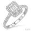 Emerald Shape Halo Fusion Diamond Engagement Ring