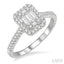 Emerald Shape Halo Fusion Diamond Engagement Ring