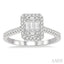 Emerald Shape Halo Fusion Diamond Engagement Ring