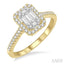 Emerald Shape Halo Fusion Diamond Engagement Ring
