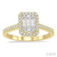 Emerald Shape Halo Fusion Diamond Engagement Ring