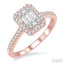 Emerald Shape Halo Fusion Diamond Engagement Ring