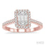 Emerald Shape Halo Fusion Diamond Engagement Ring