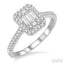 Emerald Shape Halo Fusion Diamond Engagement Ring